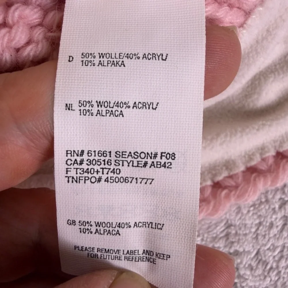 The North Face Pink Cable-Knit Wool/Alpaca‎ Blend Beanie Hat 0/S Ski Snowboard